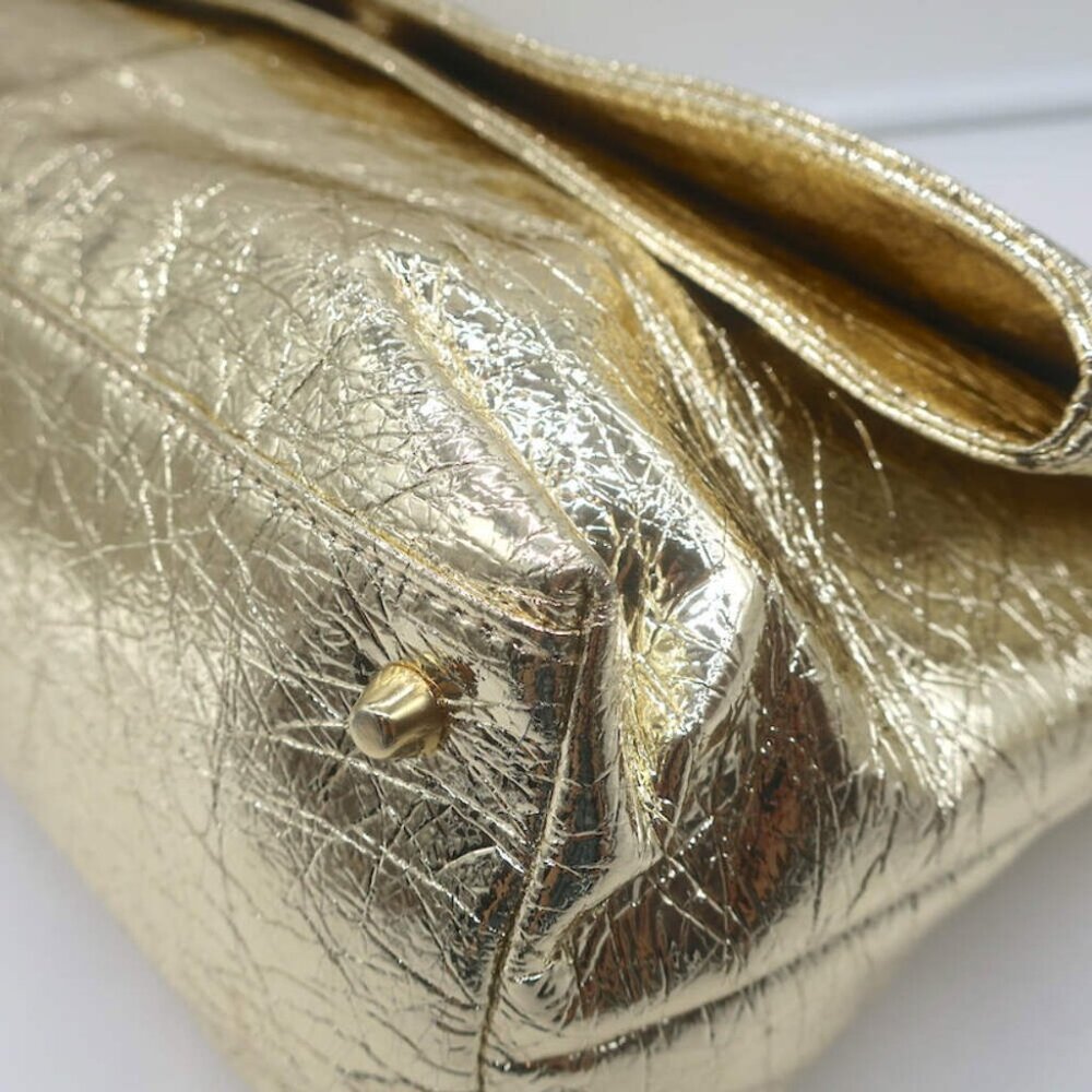 Zimmermann Fold Over Large Clutch Gold Metallic Leather NEW - Picture 8 of 11